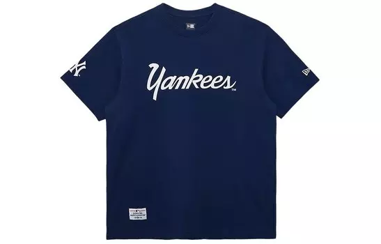 Футболка унисекс темно-синяя New Era, темно-синий