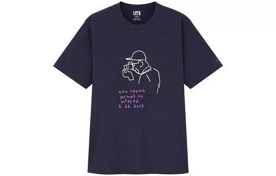 Футболка унисекс темно-синяя Uniqlo, темно-синий