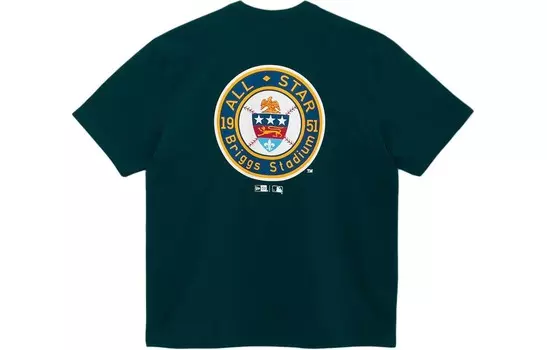 Футболка унисекс темно-зеленая New Era, темно-зеленый