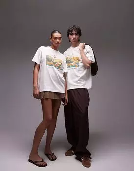 Футболка унисекс Tommy Jeans с принтом пляжного клуба белого цвета