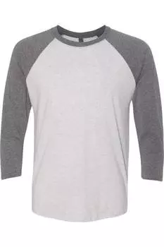 Футболка унисекс Triblend с рукавами реглан три четверти Next Level, цвет premium heather sleeves/ heather white body