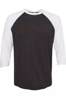 Футболка унисекс Triblend с рукавами реглан три четверти Next Level, цвет heather white/ vintage black