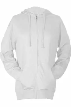 Футболка унисекс Tultex Beach с капюшоном и длинными рукавами на молнии, белый