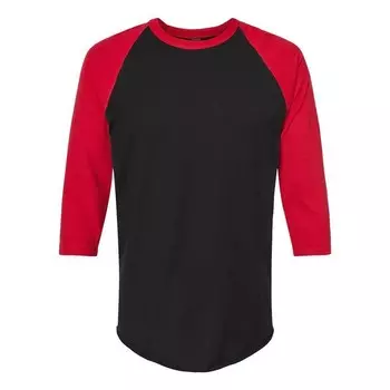 Футболка унисекс Tultex из тонкого джерси реглан, цвет Black And Red