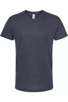 Футболка унисекс Tultex Poly-Rich с V-образным вырезом, цвет heather navy