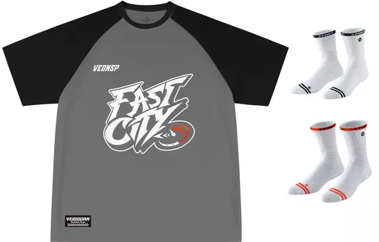 Футболка унисекс VEIDOORN, Speed Gray+2 Pack Basketball Socks (Style Random Color)