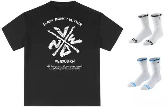 Футболка унисекс VEIDOORN, Vintage Green+2-Pack Basketball Socks (Random Color)
