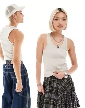 Футболка унисекс в рубчик без рукавов Reclaimed Vintage с камнем