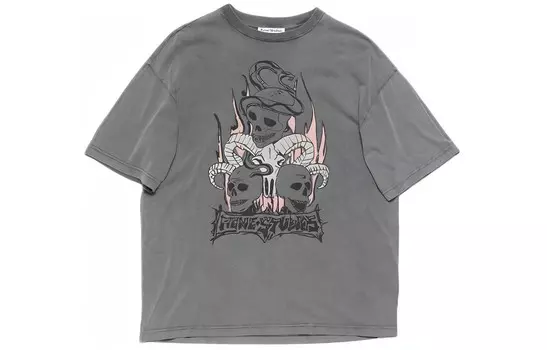 Футболка унисекс выцветшая черная Acne Studios, черный