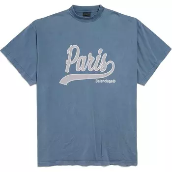 Футболка унисекс выцветшая синяя Balenciaga, синий