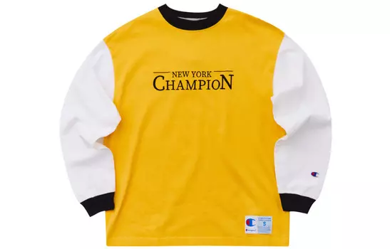 Футболка унисекс желто-белая с вышивкой Champion, желтый