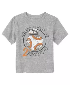 Футболка унисекс Звездные войны: Мой 2-й день рождения для малышей BB-8 Disney Lucasfilm, серый