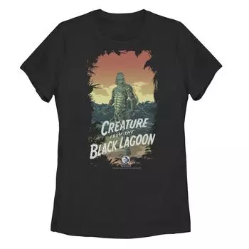 Футболка Universal Monsters Creature From The Black Lagoon для юниоров в темной рамке с рисунком Licensed Character