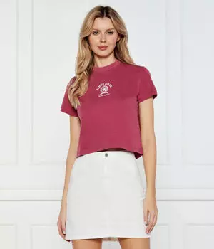 Футболка университетской команды Cropped fit Tommy Jeans, розовый