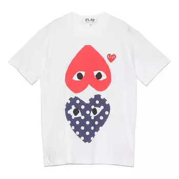 Футболка upside down polka dot tee 'white red navy' Comme Des Garcons Play, белый