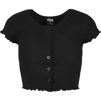 Футболка Urban Classics Cropped Button Up Rib, черный