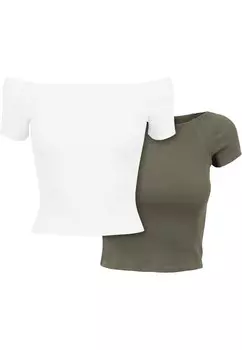 Футболка Urban Classics, цвет Khaki/White