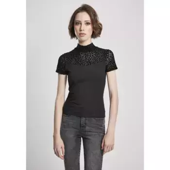 Футболка Urban Classics Flock Lace Short Sleeve High Neck, черный