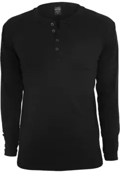 Футболка URBAN CLASSICS "Мужская базовая футболка Urban Classics Henley L/S", черный