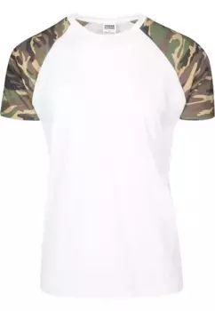 Футболка URBAN CLASSICS "Мужская контрастная футболка Urban Classics реглан", цвет White/Woodcamo