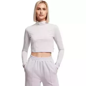 Футболка Urban Classics Organic Cropped long sleeve high neck, фиолетовый