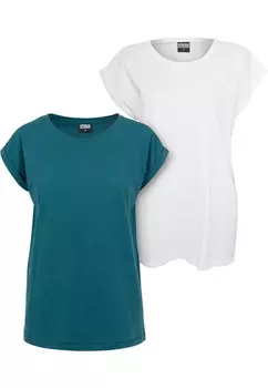 Футболка Urban Classics Shirt, цвет petrol/white