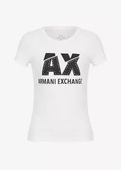 Футболка узкого кроя из эластичного хлопкового джерси Armani Exchange, белый