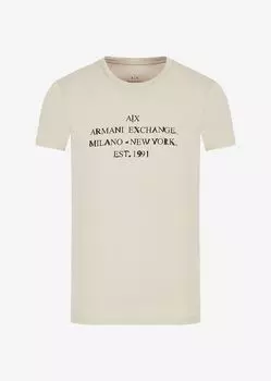 Футболка узкого кроя из хлопка и органического джерси с логотипом Armani Exchange, серый