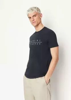 Футболка узкого кроя из хлопкового джерси стрейч с логотипом Armani Exchange, синий