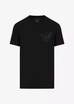 Футболка узкого кроя из органического джерси с логотипом и орлом Armani Exchange, черный