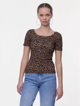 Футболка узкого кроя Pieces, коричневый