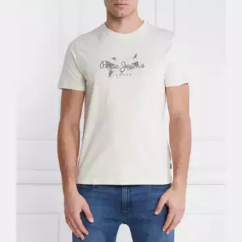 Футболка узкого кроя с графическим узором Pepe Jeans London, экрю