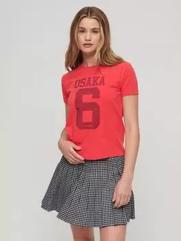 Футболка узкого кроя с короткими рукавами и графикой Osaka Superdry, активный розовый/синий