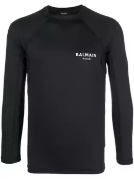Футболка узкого кроя с логотипом BALMAIN, черный