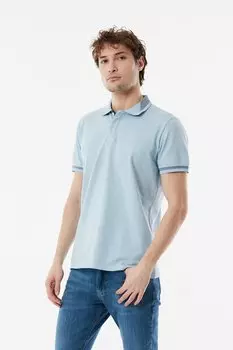 Футболка узкого кроя с воротником-поло Fullamoda, вода голубая