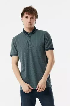 Футболка узкого кроя с воротником-поло Fullamoda, зеленый