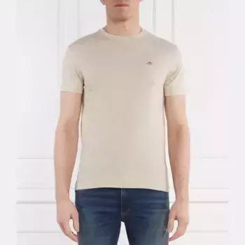 Футболка узкого кроя со щитом Gant, бежевый