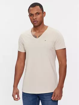 Футболка узкого кроя Tommy Jeans, бежевый