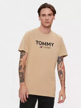 Футболка узкого кроя Tommy Jeans, бежевый