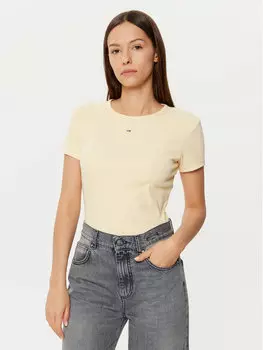 Футболка узкого кроя Tommy Jeans, бежевый