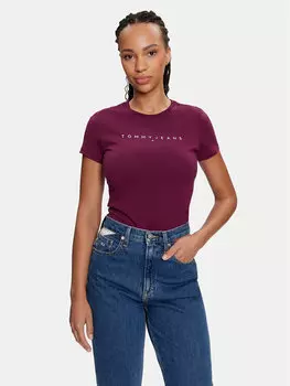 Футболка узкого кроя Tommy Jeans, бургундия