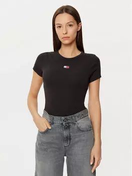 Футболка узкого кроя Tommy Jeans, черный