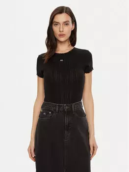 Футболка узкого кроя Tommy Jeans, черный