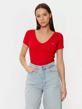 Футболка узкого кроя Tommy Jeans, красный