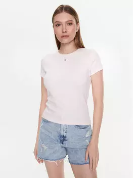 Футболка узкого кроя Tommy Jeans, розовый