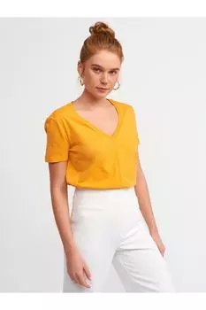 Футболка V-Neck Basic оранжевая Dilvin, оранжевый
