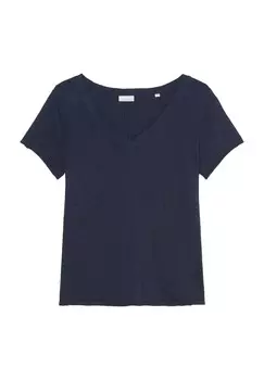 Футболка, V-образный вырез, однотонная, женская Marc O'Polo DENIM, темно-синий