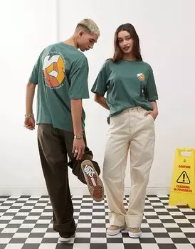Футболка v темно-зеленого цвета Vans