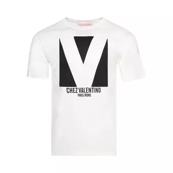 Футболка Valentino Chez Valentino Print T-Shirt 'Avorio', белый