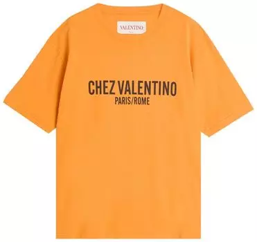 Футболка Valentino Chez Valentino Printed Crewneck T-Shirt 'Arancio', оранжевый